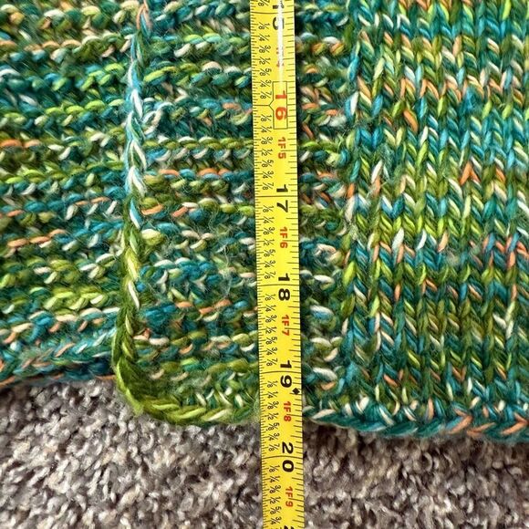 Hand Knit Open Front Space Dye Green Cardigan Sweater Small Medium - Picture 6 of 6